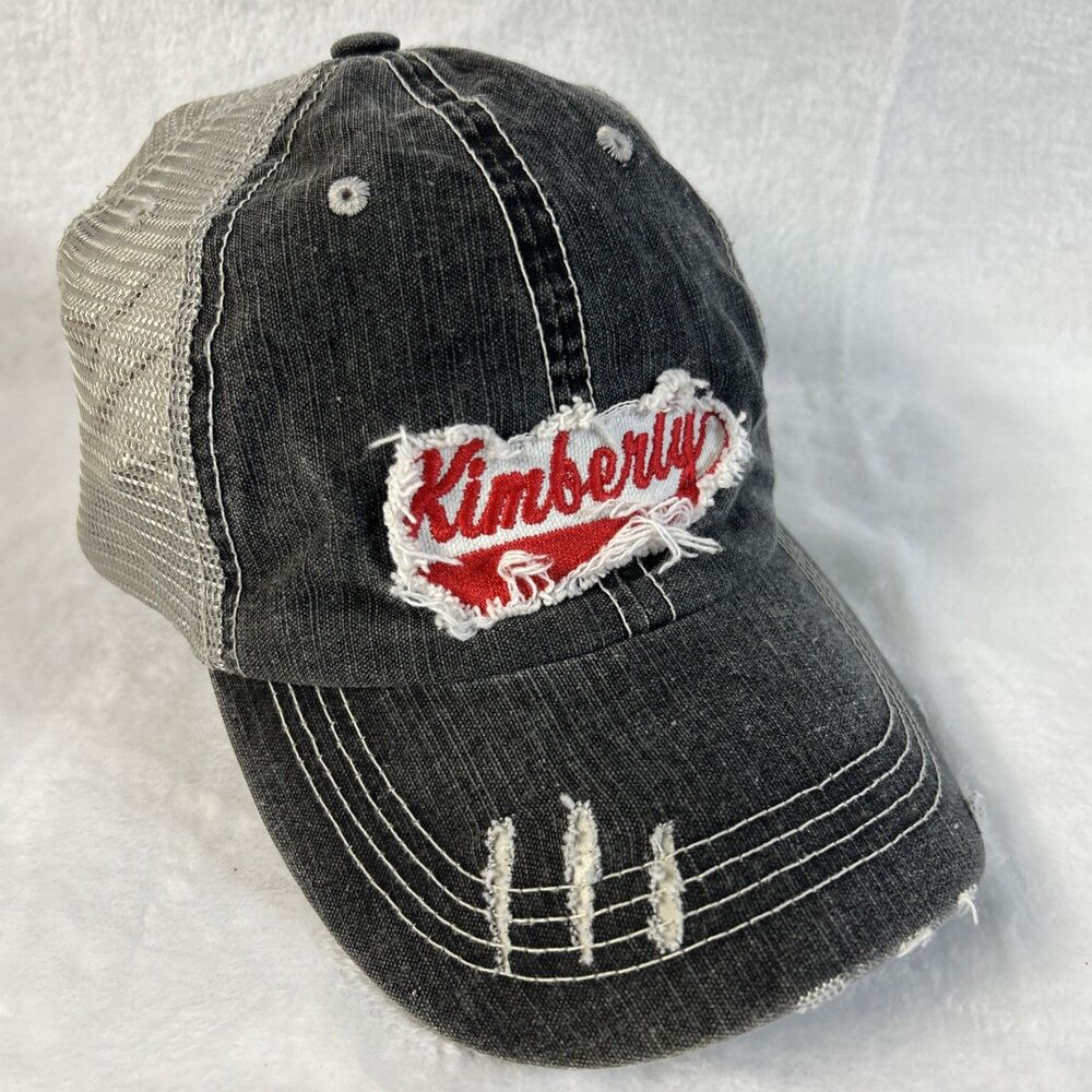 Kimberly Womens Distressed Gray Hat Adjustable Ball Cap Baseball - Picture 2 of 9